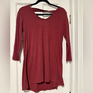 Women’s The Limited Live Love Lead Ribbed Tunic Top M, Rust Open Back Detail